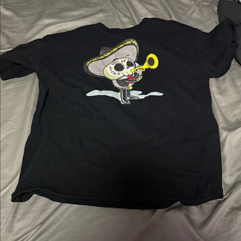 Target Black Tee with Cartoon Skeleton Design